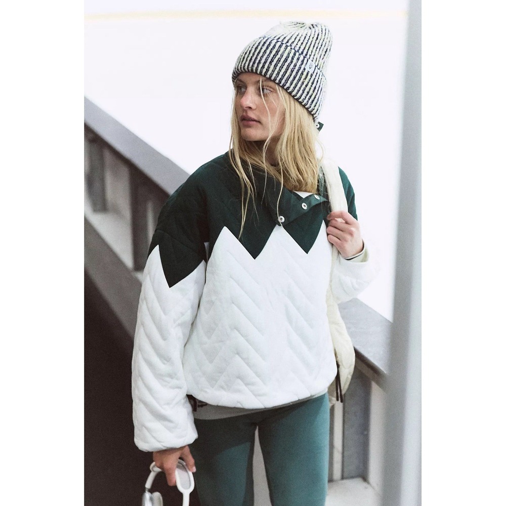 Free People Movement Quilted Pullover‎ Jacket Zigzag Warm Coat Women's Size Med